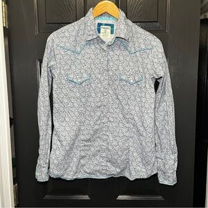 Panhandle Slim Blue Floral Casual Button Down Shirt